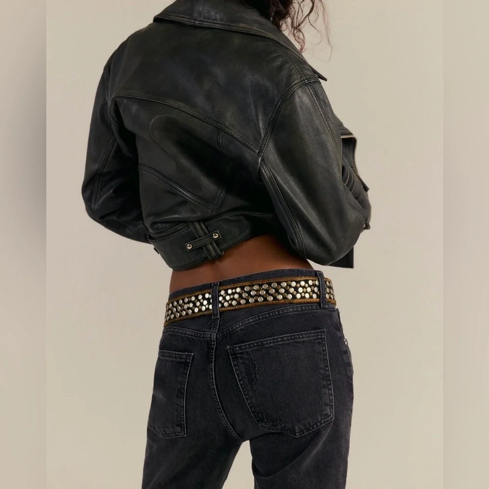 Free People Animal Instinct Leather Pocket Belt S/M - Picture 3 of 8